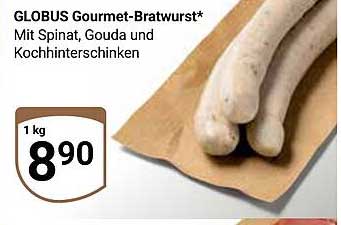 GLOBUS Gourmet-Bratwurst mit Spinat, Gouda und Kochschinken