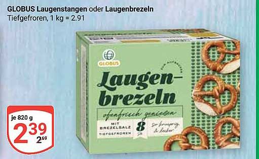 GLOBUS Laugenstangen oder Laugenbrezeln, tiefgefroren, 820 g