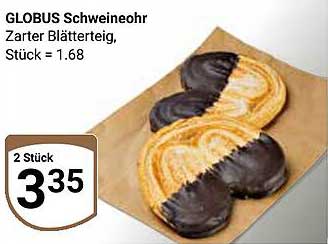 GLOBUS Schweineohr – Zarter Blätterteig, 2 Stück für 3,35