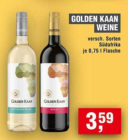 GOLDEN KAAN WEINE - Verschiedene Sorten aus Südafrika je 0,75 l Flasche