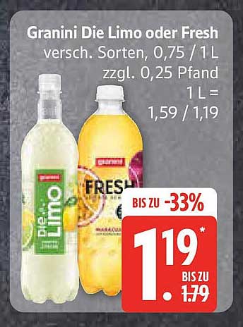 Granini Die Limo oder Fresh, verschiedene Sorten 0,75 l