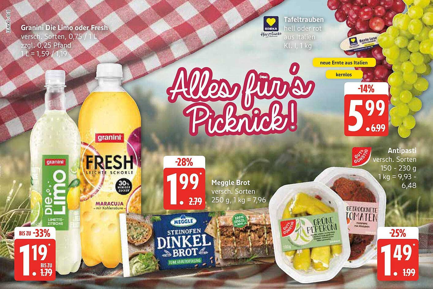 Granini Die Limo oder Fresh – Verschiedene Sorten, 0,75 l / 1 l