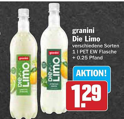 granini Die Limo verschiedene Sorten 1 l PET EW Flasche + 0,25 Pfand