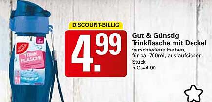 Gut & Günstig Trinkflasche mit Deckel