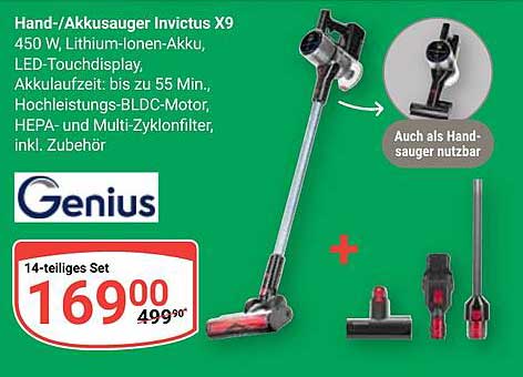 Hand-/Akkusauger Invictus X9 – 14-teiliges Set