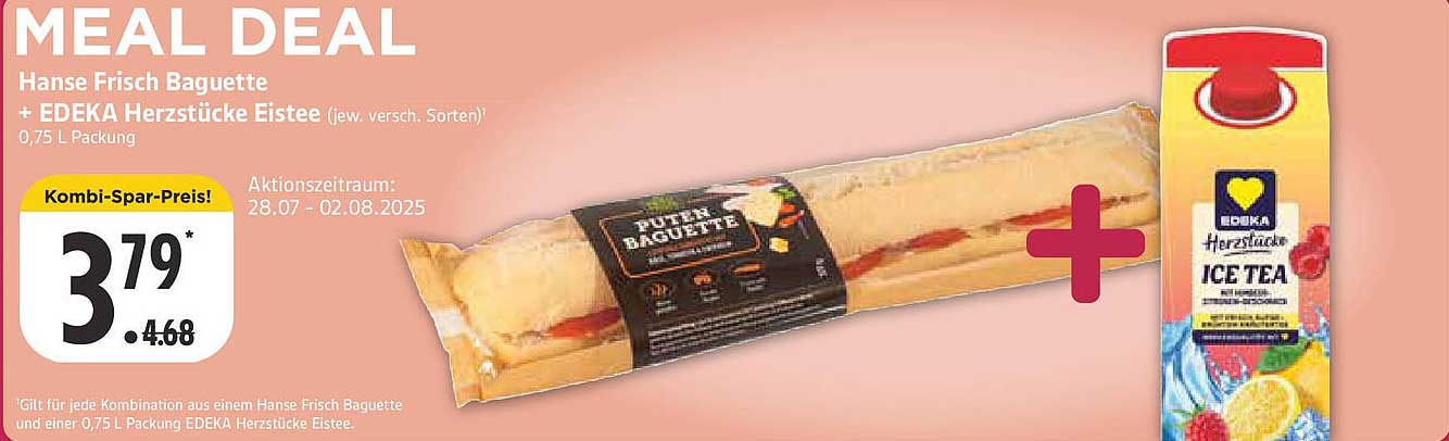 Hanse Frisch Baguette + EDEKA Herzstücke Eistee (0,75 L Packung)