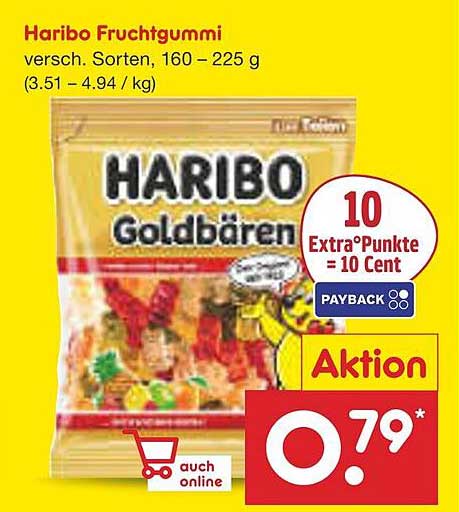 Haribo Fruchtgummi - Goldbären, 160 - 225 g
