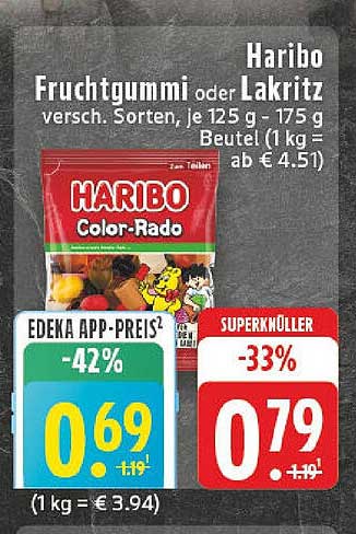 Haribo Fruchtgummi oder Lakritz 125 g - 175 g Beutel