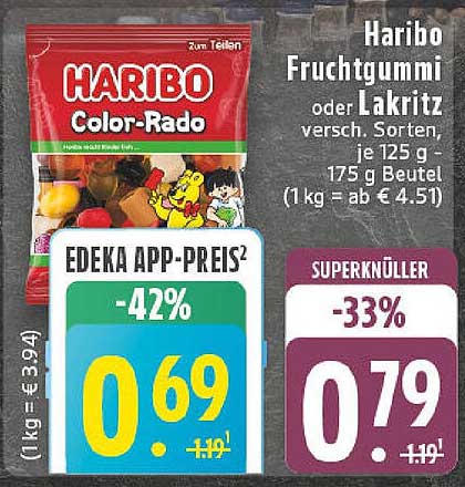 Haribo Fruchtgummi oder Lakritz 125 g bis 175 g Beutel
