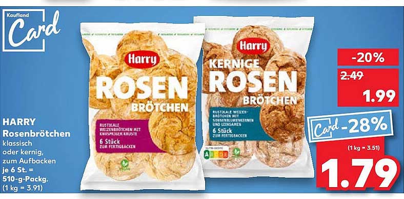 HARRY Rosenbrötchen klassisch oder kernig, zum Aufbacken