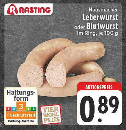 Hausmacher Leberwurst oder Blutwurst im Ring, je 100 g