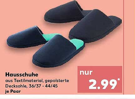Hausschuhe aus Textilmaterial, gepolsterte Decksohle