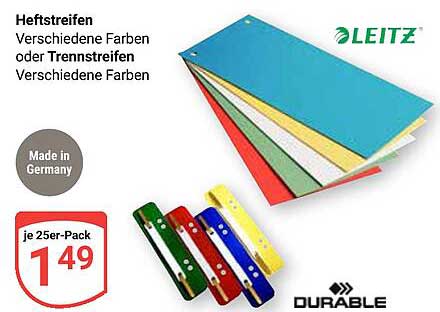 Heftstreifen in verschiedenen Farben oder Trennstreifen in verschiedenen Farben - Leitz