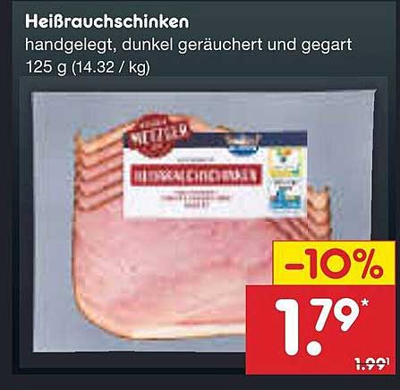 Heißrauchschinken handgelegt, dunkel geräuchert und gegart 125 g