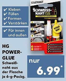 HG POWER-GLUE Schweißnaht aus der Flasche je 6-g-Pack.