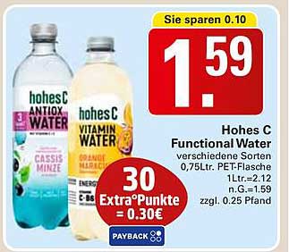 Hohes C Functional Water - Verschiedene Sorten 0,75L PET-Flasche