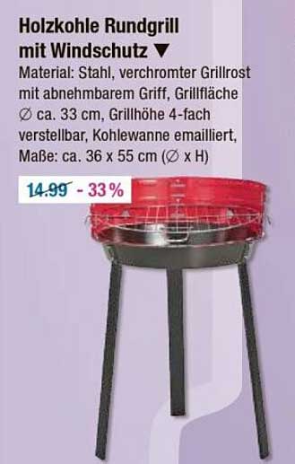 Holzkohle Rundgrill mit Windschutz