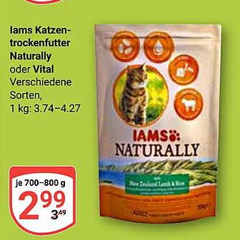 Iams Katzentrockenfutter Naturally oder Vital - Verschiedene Sorten