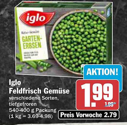 Iglo Feldfrisch Gemüse - Garten-Erbsen, 540-400 g