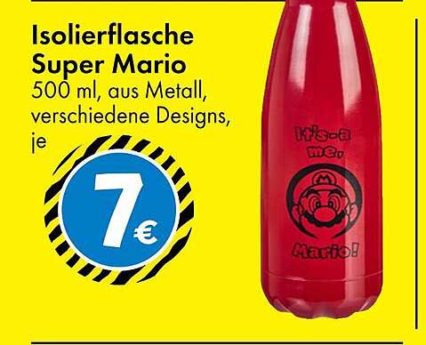 Isolierflasche Super Mario 500 ml, aus Metall, verschiedene Designs, je