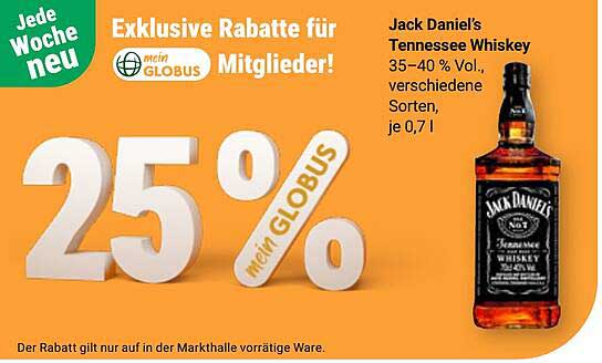 Jack Daniel's Tennessee Whiskey 35–40 % Vol., verschiedene Sorten, je 0,7 l