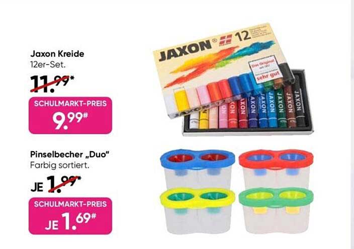 Jaxon Kreide 12er-Set und Pinselbecher „Duo“ farbig sortiert