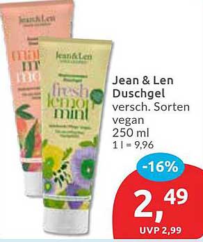 Jean & Len Duschgel verschiedene Sorten 250 ml - Vegan
