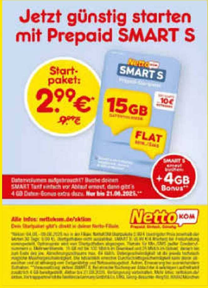 Jetzt günstig starten mit Prepaid SMART S