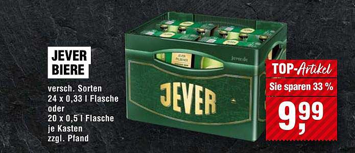 Jever Biere - 24 x 0,33 l Flasche oder 20 x 0,5 l Flasche je Kasten