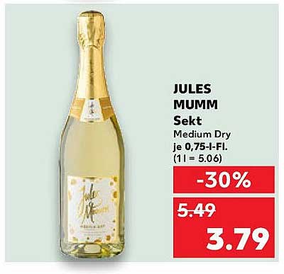 Jules Mumm Sekt Medium Dry je 0,75 I-Fl.