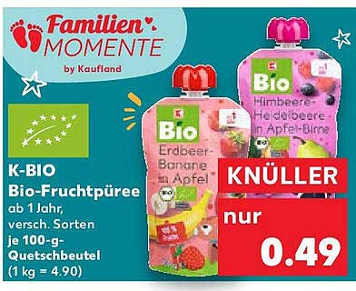 K-BIO Bio-Fruchtpüree ab 1 Jahr - verschiedene Sorten