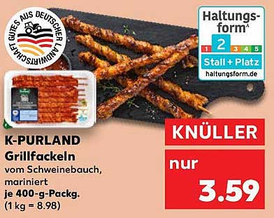 K-Purland Grillfackeln vom Schweinebauch, mariniert