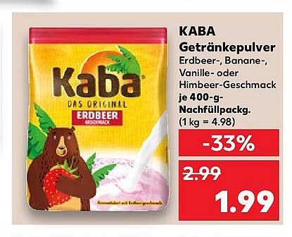 KABA Getränkepulver Erdbeer-Geschmack 400 g