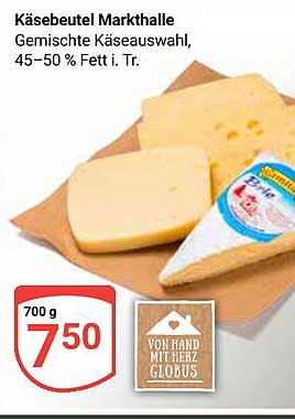 Käsebeutel Markthalle - Gemischte Käseauswahl, 45–50 % Fett i. Tr.