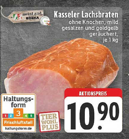 Kasseler Lachsbraten ohne Knochen, mild gesalzen und goldgelb geräuchert, je 1 kg