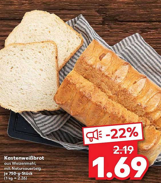 Kastenweißbrot aus Weizenmehl, mit Natursauerteig je 750-g-Stück -22% reduziert!