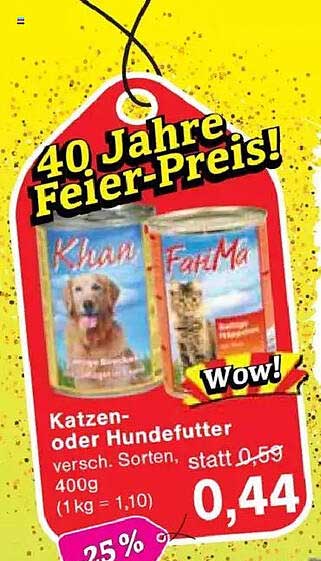Katzen- oder Hundefutter, 400g, verschiedene Sorten