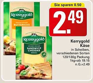 Kerrygold Käse in Scheiben, verschiedene Sorten 120/130g Packung