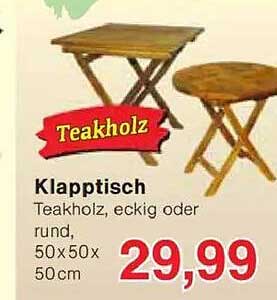 Klapptisch aus Teakholz, eckig oder rund
