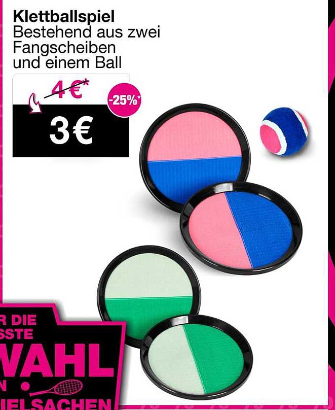 Klettballspiel – Bestehend aus zwei Fangscheiben und einem Ball