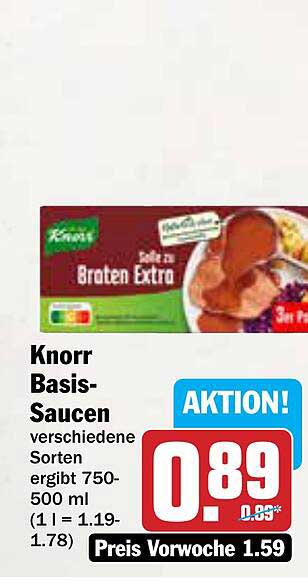 Knorr Basis-Saucen verschiedene Sorten 750-500 ml