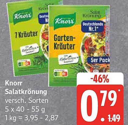 Knorr Salatkrönung – verschiedene Sorten 5 x 40 - 55 g