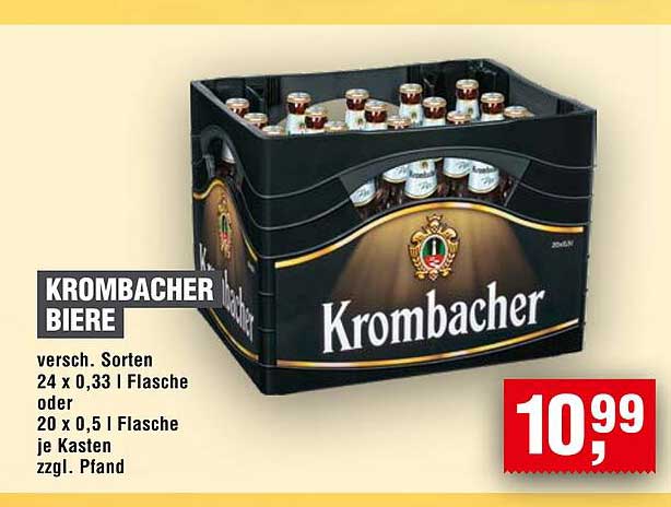 Krombacher Biere – Verschiedene Sorten im Kasten