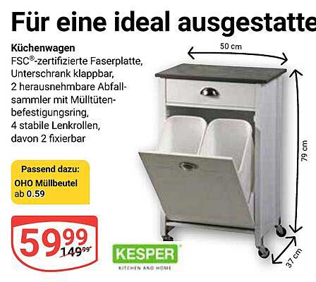 Küchenwagen mit FSC®-zertifizierter Faserplatte von Kesper
