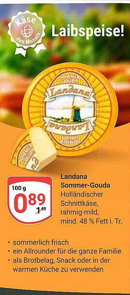 Landana Sommer-Gouda - holländischer Schnittkäse