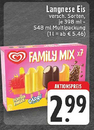 Langnese Eis Family Mix x7 – Verschiedene Sorten, 548 ml Multipackung