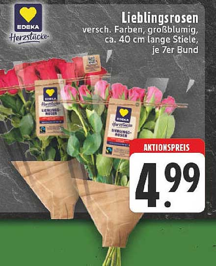 Lieblingsrosen, verschiedene Farben, großblumig, je 7er Bund