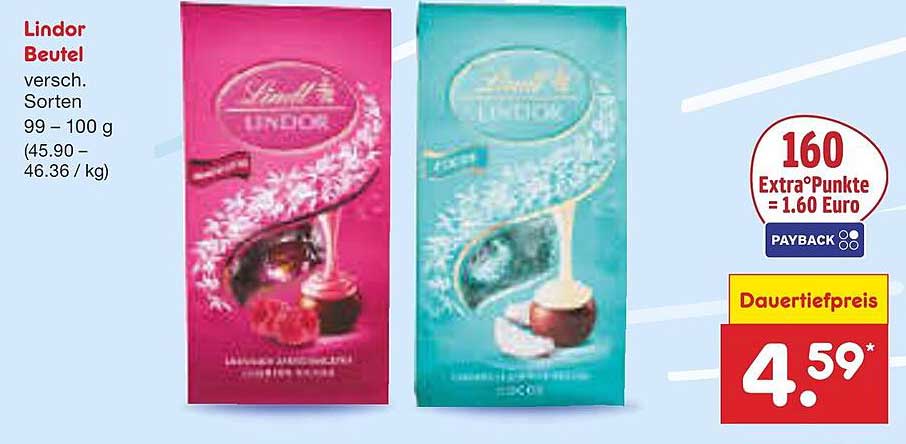 Lindor Beutel verschiedene Sorten 99 – 100 g