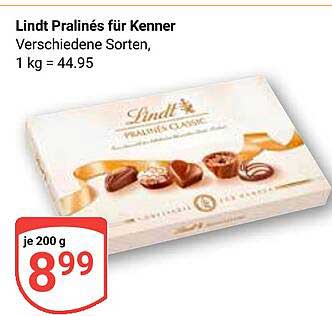 Lindt Pralinés für Kenner - Verschiedene Sorten