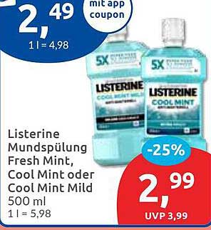 Listerine Mundspülung Fresh Mint, Cool Mint oder Cool Mint Mild 500 ml